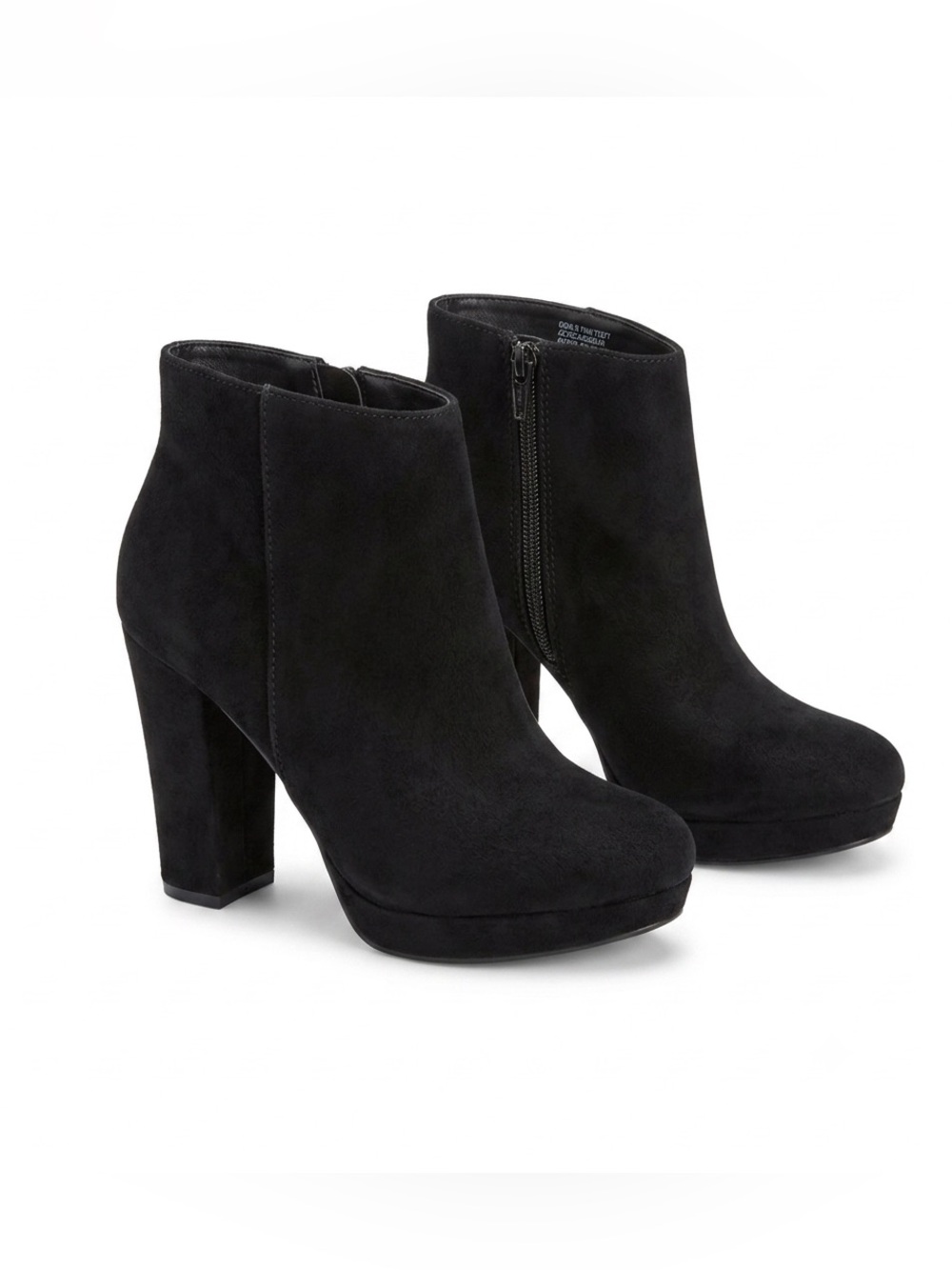 Black Suede Platform Ankle Boots High Block Heel Side Zip Dress Booties Size 8